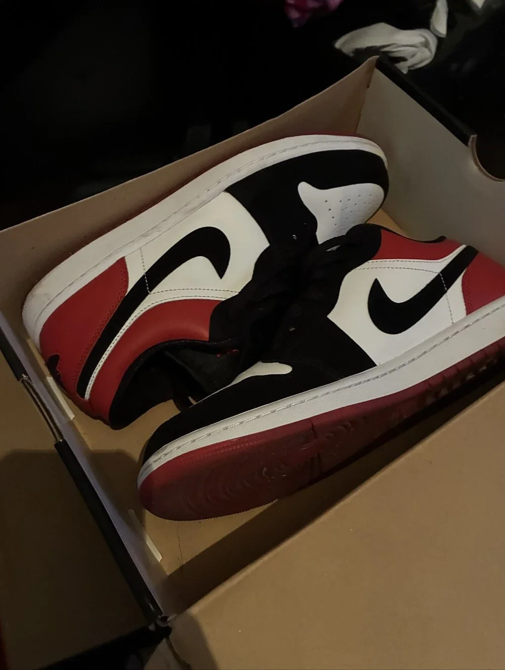 Jordan 1 Low Black/White/Red Men's Sneakers